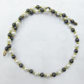 Glass Pearl Round Beads Shape Hematite Strands Necklace